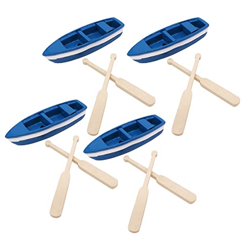 ifundom 4 Sätze Holz Zweier Miniaturboot Miniatur- -kit Bootsdekorationen Miniatur-Ornament-Kits Nautisches Paddeldekor Ozeandekorationen Miniatur-segelboot Harz von ifundom