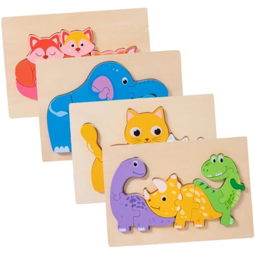 ifundom 4 Sätze Holzpuzzle Kinderpuzzle Kleinkindspielzeug Puzzle- Für Tiere Puzzleblöcke Kindergeschenk Tierspielzeug Puzzle- Für Kleinkinder Hölzern von ifundom