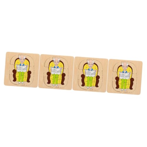 ifundom 4 Sets Tier Und Pflanzenpuzzle Kleinkindspielzeug Kinderpuzzle Kinderspielzeug Kleinkindspielzeug Puzzle Für Kinder Vorschulpuzzle DIY Holzpuzzle Für Kleinkinder von ifundom