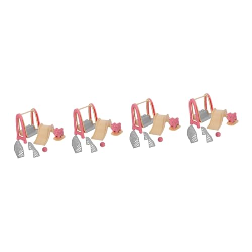 ifundom 4 Sets Vergnügungspark Spielzeug Mini Spielzeug Puppenhaus Schaukelpferd Mikroszene Ornamente Miniatur Mini Schaukel Mini Schaukelstuhl Mini Zubehör von ifundom