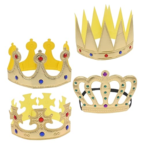 ifundom 4 Stück Babys Erste Geburtstagskrone Cosplay-könig Kinderkrone Kronen-kopfschmuck Für Kinder Jungs Prinz Stirnband Für Kinder Kronen Partyhüte Krone Für Jungen Golddekor Polyester von ifundom