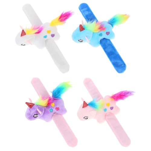 ifundom 4 Stück Einhorn-sprengring Einhorn-schnapparmband Slap-Armband Stofftiere Einhorn-partygeschenke Einhorn Stofftier Plüsch-Slap-Band Kind Plüschpuppen Schmücken Pp Baumwolle von ifundom