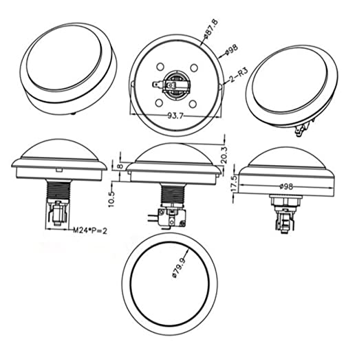 ifundom 4 Stück Flugzeug-Spielautomat-Schaltfläche Knopf Antworttaste von ifundom