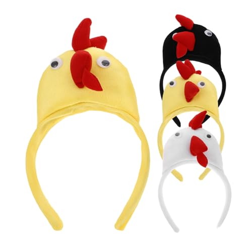 ifundom 4 Stück Halloween-Tier-Stirnbänder Kükenkostüm für Kinder Hühnerstirnband Huhn-Stirnband-Kostüm Halloween-Attacken Haarreifen für Karneval Huhn-Cosplay-Hüte Hahn-Haarband Stoff von ifundom