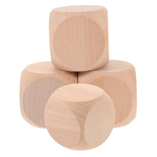 ifundom 4 Stück Holz Rohlinge Holz Rohling DIY Würfel DIY Rohling Würfel Leere Blöcke Spiel Party Würfel Holzwürfel Holzrohlinge Kleine Würfel Leere Würfel Holzwürfel Leere von ifundom