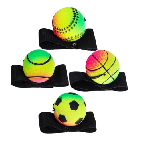 ifundom 4 Stück Hüpfender Ball Fußball-Armband Handgelenkrücklaufballmasse Sportrückkehrball Leuchtende Handgelenk Rückprallkugel Handgelenk Ballspielzeug Rückprallball Wurfspielzeug Gummi von ifundom