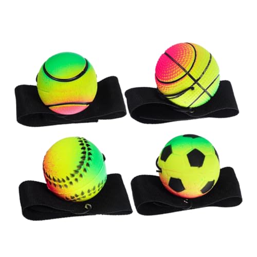 ifundom 4 Stück Hüpfender Ball Handgelenk-Return-Ball-Baseball Bälle Mit Handschlaufe Baseball Zurückgeben Handwurfspielzeug Sportrückkehrball Handgelenkrücklaufkugel 2,48 Gummi von ifundom