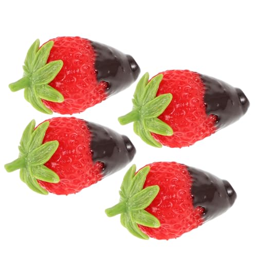 ifundom 4 Stück Künstliche Fruchtdekoration Faux -erdbeeren Gefälschte Dessertdekorationen Gefälschte Erdbeere Realistische Falsche Früchte Erdbeer-Ornament-Dekoration Erdbeerornament PVC von ifundom