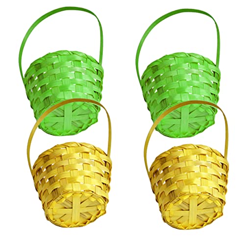 ifundom 4 Stück Mini-Bambuskorb bunte Körbe Weidenkörbe Würfel Aufbewahrungskorb zusammenklappbare kühlkorb einkaufskorb storage baskets easter basket Eierkorb Osterkorb von ifundom