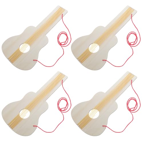 ifundom Gitarrenspielzeug Für Kinder 4-teiliges Holzgitarren-malset Kleinkinder-gitarrenspielzeug Für Musikinstrumentenhandwerk von ifundom