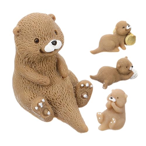 ifundom 4 Stück Otter-Ornamente Mini-gartenfiguren Mini Tiere Miniatur Kleine Tierfiguren Mini-tierfiguren Bastelset Für Gartentöpfe Miniatur-tierstatue Bonsai-Dekoration Light Brown Harz von ifundom