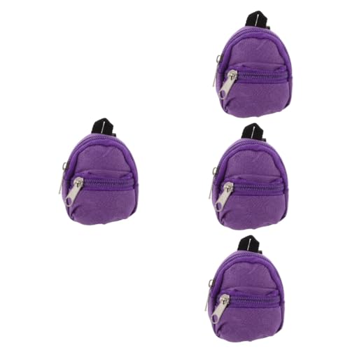 ifundom 4 Stück Puppenrucksack Decora- Mini-Schultasche Mini-Rucksack für Puppen puppenzubehör puppenhaus deko Spielzeuge Büchertasche Mini-Hausschmuck Mini- -Dekor Stoff Violett von ifundom