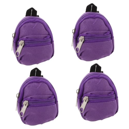 ifundom 4 Stück Puppenrucksack Mini-Schultasche Mini-Rucksack Für Puppen Zubehör Für Die Puppenhausschule Mini-rucksäcke Mini-Rucksack-Spielzeug Decora- Büchertasche Stoff Violett von ifundom