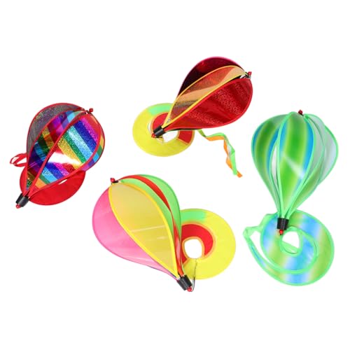 ifundom 4 Stück Regenbogen-heißluftballon-Ornamente Wind Rotierende Windmühle Windsäcke Windmühlen-gartenpflock Heißluftballonwind Elektrische Ballonpumpe Heißer Windsack Spiralwind Stoff von ifundom