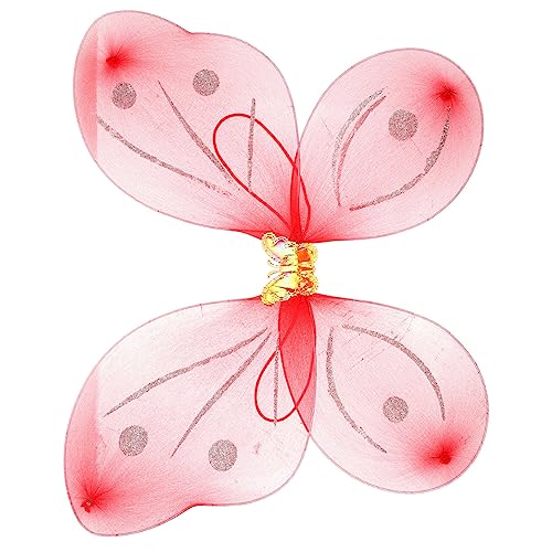 ifundom 4 Stück Schmetterlingsflügel Engelsflügel Flügel Kostümkleid Feenflügel Winkelflügel Kostümflügel Für Mädchen Kostüme Anziehen Rollenspiel-Requisiten Fee Kostüm Requisit Rot Stoff von ifundom