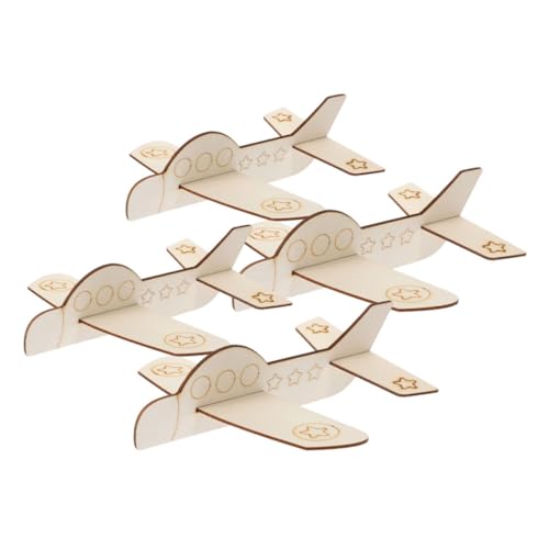 ifundom 4 Stück Spielzeug Zum Ausmalen Flugzeug Spielzeugflugzeug Partygeschenke DIY Farbe Flugzeug Papierflugzeug Set Modellflugzeug Bastelflugzeug Ornament Das Flugzeug Holz von ifundom