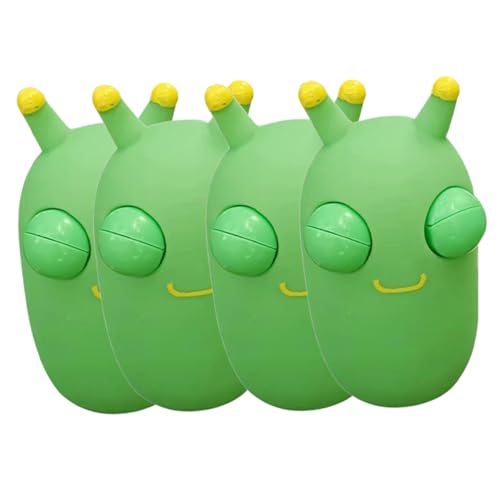 ifundom 4 Stück Squeeze Bug Spielzeug Wurmspielzeug Cartoon-Wurm-Spielzeug Kinder Zappeln Spielzeug Sensorischer Wurm Quetschspielzeug Fidget Spielzeug Erwachsene Zappelwurm PVC Green von ifundom