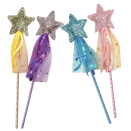 ifundom 4 Stück Zauberstab Fairy Wand igelkostümkinder Toys für игрушки для девочек Glühstäbe zappelt zappeln Feenstab für Feenhaftes Hexenstab Garn von ifundom