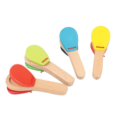 ifundom 4 Stück mit Kastagnetten umgehen Musikspielzeug für Kinder pädagogisches musikalisches Spielzeug Handheld Castanets Percussion Toys Musikspielzeug aus Holz Perkussionsspielzeug von ifundom