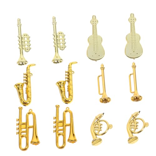 ifundom 48 STK Mini-Musical- -Einrichtung Musikalisches Ornament Instrumentendekoration Saxophon Modell Girlande Instrumentendekor Mini-Musikinstrument-Schlüsselanhänger Plastik Golden von ifundom