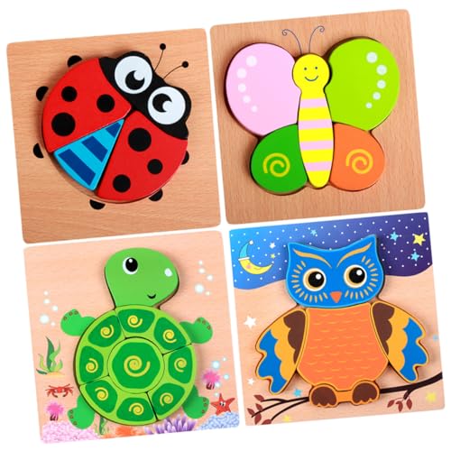 ifundom 4er Set 3D Holzpuzzle Für DIY Tierpuzzle Aus Schmetterling Marienkäfer Schildkröte Eule Pädagogisches Für Jungen Und ädchen Frühkindliche Entwicklung von ifundom