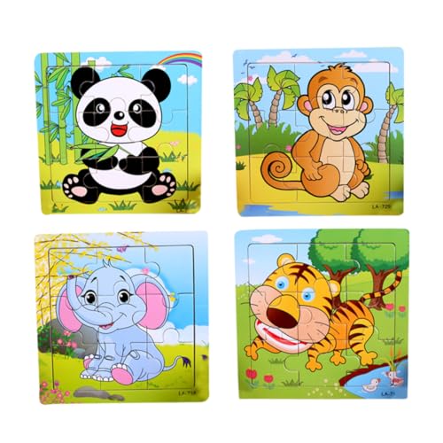 ifundom 4er Set Holz Tier Puzzle Für Kleinkinder Farbenfrohes Lernspielzeug Mit Elefant Tiger Panda Und Pädagogisches Puzzle Für Sensorisches Lernen Und Spielspaß Im von ifundom