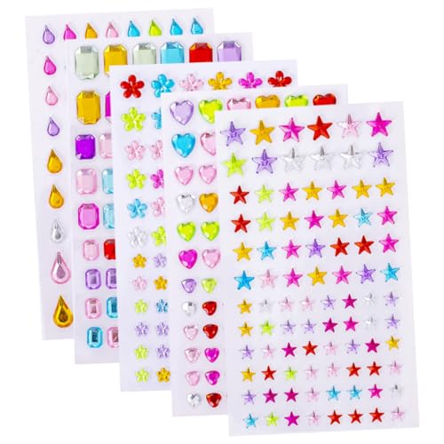 ifundom 5 Blatt Kristall Diamant Aufkleber Farbige Kristall Aufkleber DIY Diamanten Aufkleber Diamant Aufkleber Für DIY Selbstklebende Kristall Aufkleber Scrapbooking Kristall von ifundom