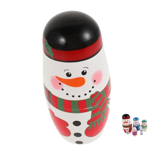 ifundom Holz Schneemann Nesting Dolls Russische Puppen Spielzeug für Kinder Weihnachtsschmuck von ifundom