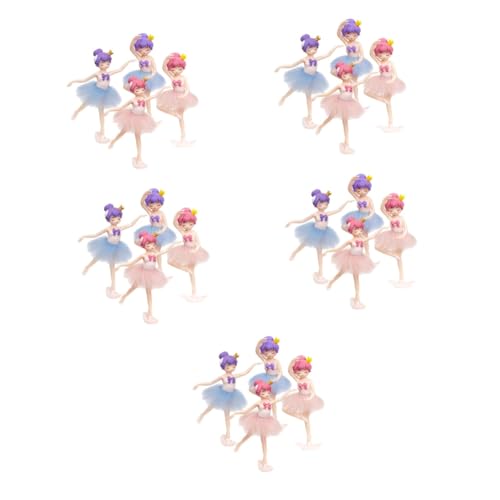 ifundom 5 Sätze Ballerina-mädchen Büro Dekoration Office Decoration Cupcake Deko Ballettfiguren Für Mädchen Ballettmädchen Dekor Tänzer Skulpturen Kuchendekoration Pvc 4 Stück * 5 von ifundom