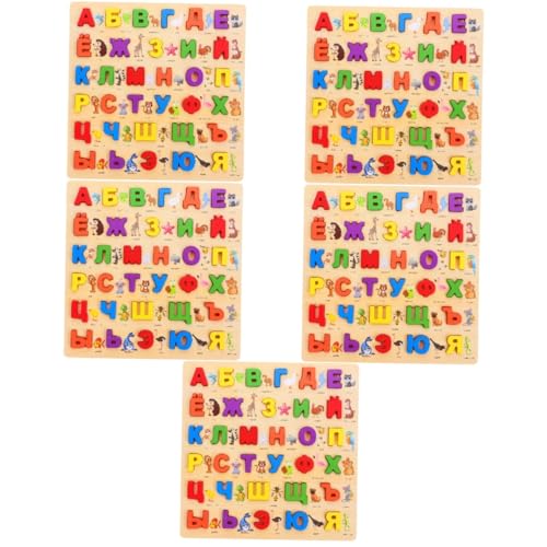 ifundom 5 Sätze Russisches Rätsel Lernpuzzle für Kleinkinder Alphabet-Puzzle-Brett Russisches Buchstabenrätsel Puzzle für Kinder Kinderspielzeug Holzpuzzle Lernen Alphabet-Rätsel von ifundom