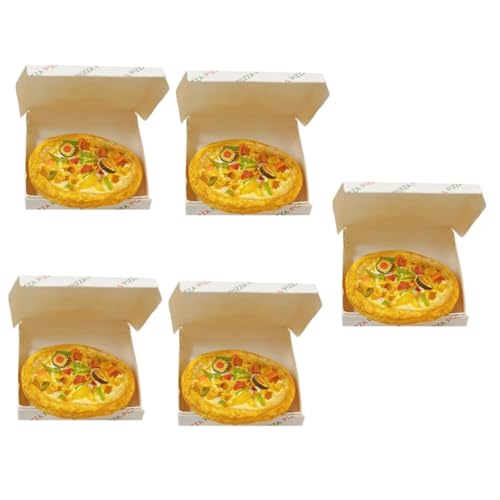 ifundom 5 Sets Mini Pizza Mit Box Miniatur Puppenhaus Winzige Lebensmittel Requisite DIY Simulierte Requisite Puppenhaus Miniatur Pizza Künstliche Pizza Mini Ornament von ifundom