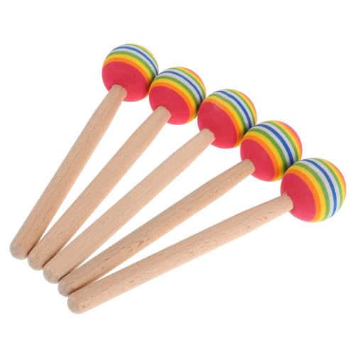 ifundom Sichere Musikausbildung 5-teiliges Percussion-Set für Jungen und Mädchen Weiche Trommelschlägel Regenbogen-Drumsticks für Kleinkinder von ifundom