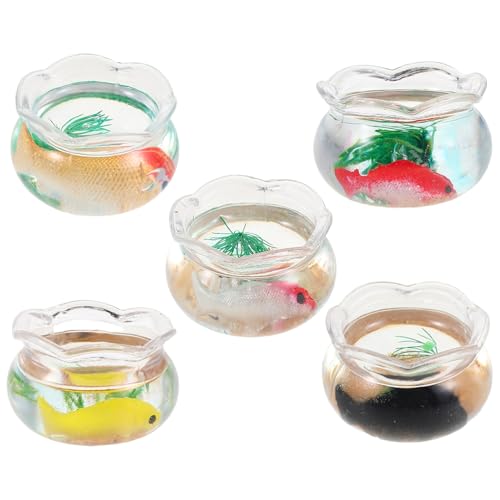 ifundom 5 Stück Teiliges Miniatur Fischglas Realistische Koi und Wasserpflanzen Dekoratives Rundes Aquarium für Puppenhaus als Mini Haustierzubehör und Mikro Landschaft Deko ifundom 5 Stück Teiliges Miniatur Fischglas Realistische Koi und Wasserpflanzen Dekoratives Rundes Aquarium für Puppenhaus als Mini Haustierzubehör und Mikro Landschaft Deko von ifundom