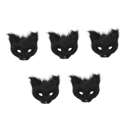 ifundom 5 Stück Tiermaske Schwarze Cosplay Party Halloween Kostümmaske Maskerade Masken Halloween Cartoon Tier Fuchs Einzigartige von ifundom