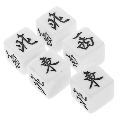 ifundom 5 Stück Mahjong-würfel 22 Mm Acryl-würfel-Set Windrichtungen für Mahjong-Spiele Weißer Hintergrund Schwarze Zeichen von ifundom