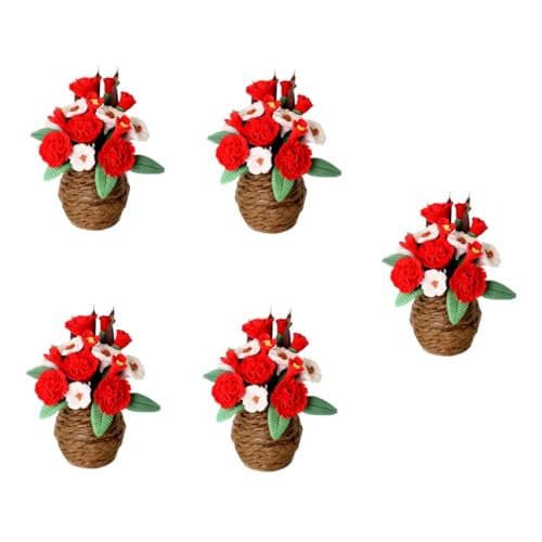 ifundom 5St Mini- kunstpflanze kunstplflanze künstliche Bonsai Artificial Plant mikrolandschaft blumentopf einmachgläser Puppenhaus-Miniatur-Pflanzendekor Mini-Topfpflanze Ton rot von ifundom