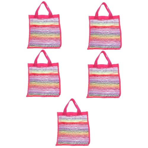 ifundom 5St Strandtasche Spielzeug-Aufbewahrungstaschen aus Mesh Netz-Einkaufstasche schultüte Schulranzen Beach Bag Netztasche Aufbewahrungsbeutel für den Strand Oxford-Stoffmaterial Rosy von ifundom