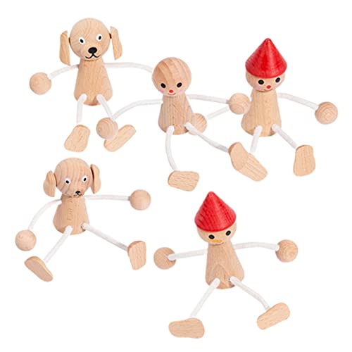 ifundom 5St Tierpuppen-Ornamente Roboter Frosch Dinosaurier Marienkäfer Toys spielsachen für Bewegliche Puppen Holzhandwerk Figuren für Puppenschmuck aus Holz von ifundom