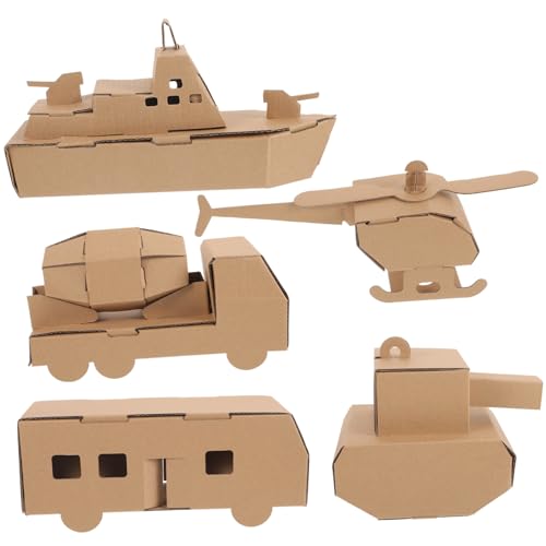 ifundom 5St handgeschöpftes Papier DIY Papiermodell Flugzeug Tankwagen U-Boot Pappe Kindergarten Montagespielzeug Modellauto 3D-Puzzles aus Papier 3D-Puzzle aus Papier DIY zubehör von ifundom