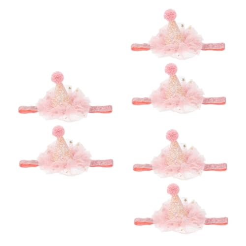 ifundom 6 Stk Baby-geburtstagsmütze Kleinkind Mütze Partyhut Für Kinder Wintermütze Für Kinder Mini-haarbänder Baby Tiara Erste Rosa Koreanische Version Stoff Wollknäuel von ifundom