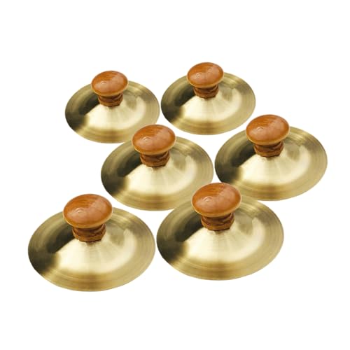 ifundom 6 STK Schlaginstrument Für Kinder Oper Gong Mini-handbecken Musikalische Fingerbecken Musikinstrument Gong Glockenbecken Meditationsbecken Tibetische Becken Golden Hölzern von ifundom