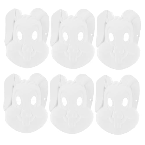 ifundom 6 Stück Diyt Hasenmaske halloween masken halloweenmaske masken zu halloween hallowen masks bunny mask Gesicht Handmaske Kostüm Zellstoffmaske selber machen unfertige Masken Weiß von ifundom