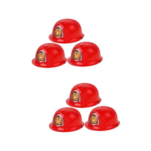 ifundom 6 Stück Feuermütze Für Kinder Feuerwehrmann Helm Kinderspielzeug Kinder Feuerwehrmann Hüte Für Kinder Feuerwehrmann Kostüm Zubehör Rollenspiel Für Kinder Jungen Helm von ifundom