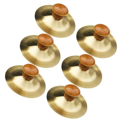 ifundom 6 Stück Kinder Schlaginstrument Handbecken Klöppel Glocke Gong Instrument Band Becken Kinder Musikbecken Kinder Fingerinstrument Kleines Handbecken Oper Gong Metall Golden von ifundom