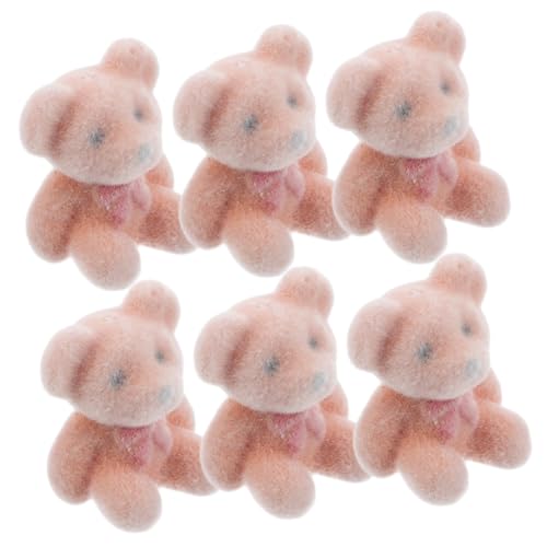 ifundom 6pcs Mini Beflockt Bär Gefüllte Tier Spielzeug Cartoon Figur Loch Für Dekorationen Hochzeit Party Gefallen von ifundom