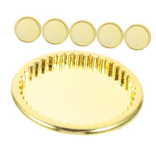 ifundom 6 Stück Mini Goldteller Spielzeugauto Küche Puppenbausätze Miniatur Kuchenformen Kleine Teller Modell Mini Speiseteller Puppengeschirr Kleiner Teller Szenenlayout von ifundom