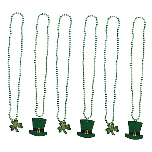 ifundom 6St Klee Perlenkette party decoration party dekoration partydeko einschulung irische Perlenkette Patricks Day Schmuck Shamrock-Partybevorzugung st. Patricks Day Dekor Plastik Green von ifundom