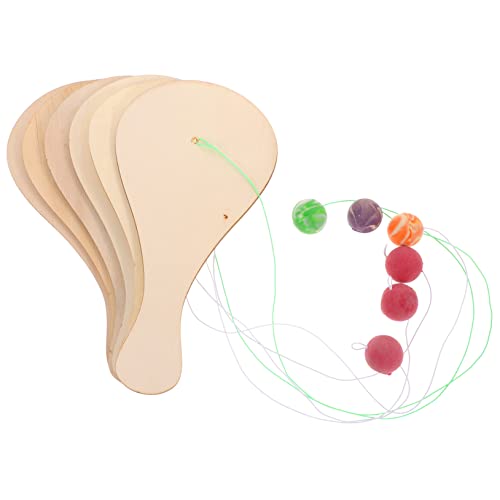 ifundom 6er Set Paddle Ball Für DIY Holzschläger Zum Ausmalen Und Gestalten Kreatives Für Drinnen Und Draußen Farben Der Bälle Zufällig von ifundom