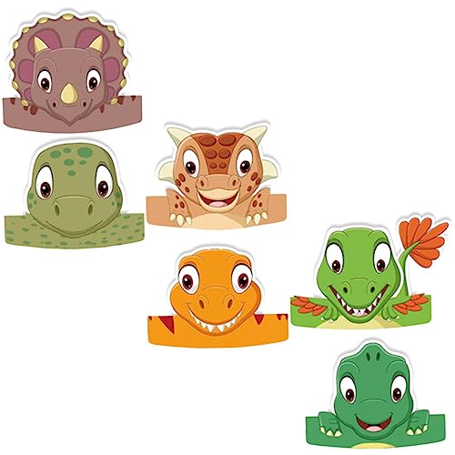 ifundom 6er Set Dinosaurier Papierhüte Für Geburtstagsfeier Hüte 3D Design Ideale Kopfbedeckung Für Kindergeburtstage Und Dino Mottopartys Fröhliche Partyhüte Aus von ifundom