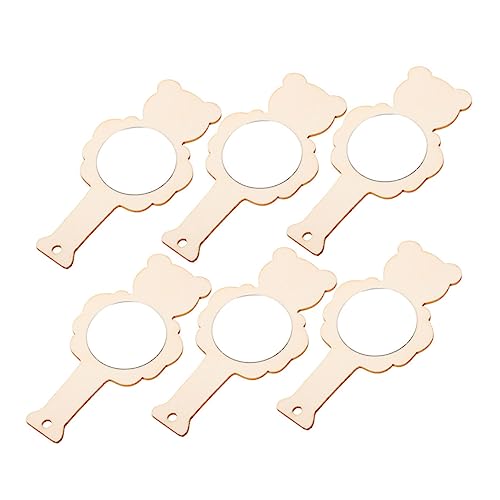 ifundom 6st Holzspiegel Kinderhandwerk Bezaubernde Hand Lernspielzeug Für Kinder Tragbarer Spiegel Basteln Für Kinder Schminkspiegel Spiegel Selbst Bemalen Kinderaccessoire Hölzern Khaki von ifundom